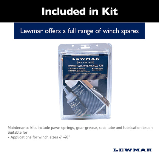 LEWMAR 19701500 Lewmar Winch Maintenance Kit – for Basic Winch Maintenance for Your Sailboat, for Winch Sizes 6"- 48", Includes 10 Pawl Springs, Gear Grease (100 g), Race lube (55 ml), Lubrication Brush