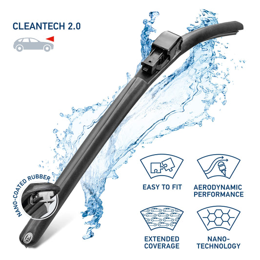 HELLA 358054141 Hella OE Quality 14 Inch All Seasons Nano- Coated Rubber Cleantech Wiper Blade (Single Blade) fits select Fiat Ford Hyundai Ladai Nissan Renault Smart / 358054141