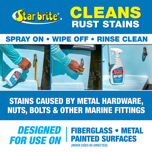 STAR BRITE 089222P STAR BRITE Rust & Corrosion Stain Remover - Fast-Acting Spray for Fiberglass, Vinyl, Fabric, Metal & Painted Surfaces - Also Removes Sprinkler Stains 22 OZ (089222P)