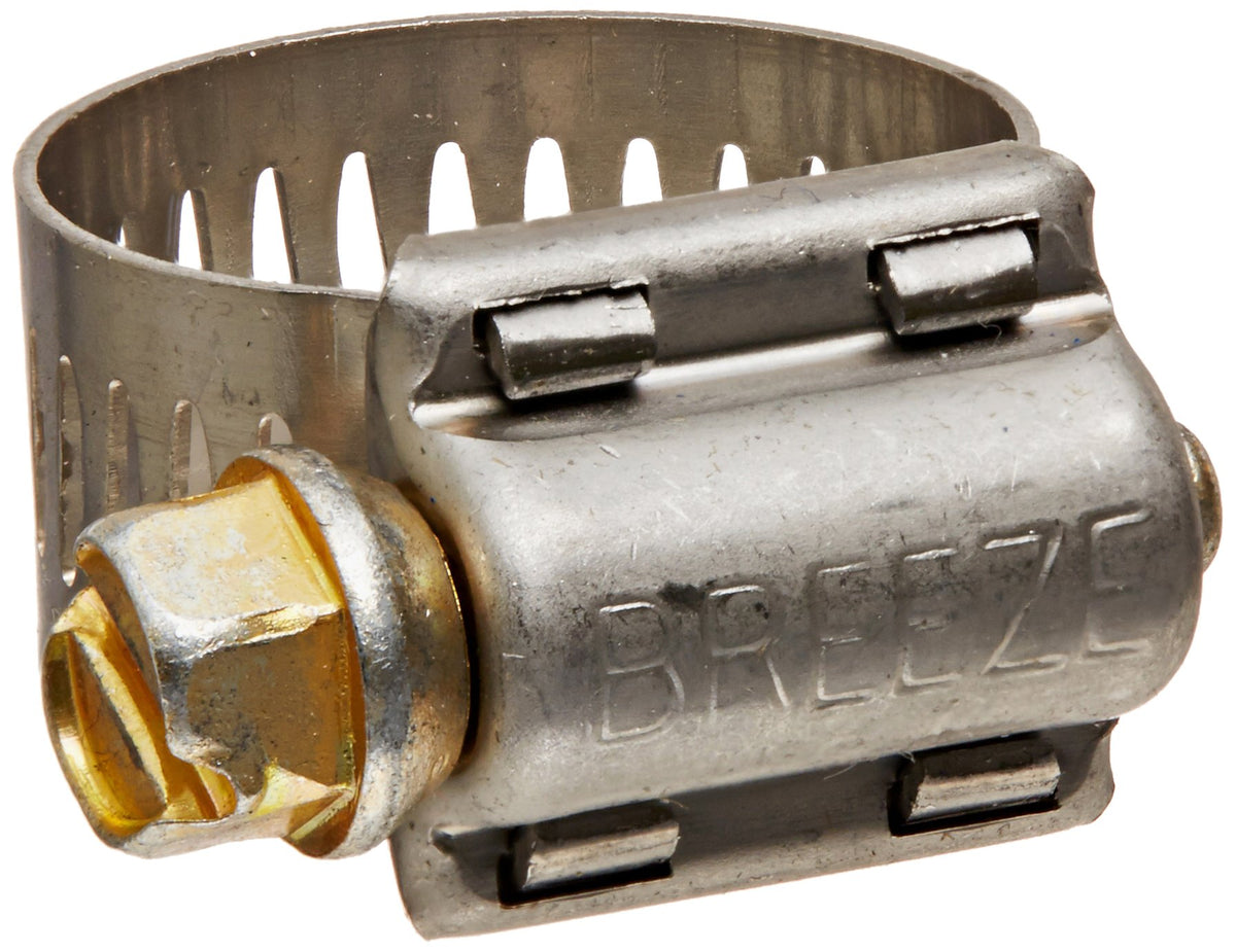 BREEZE 62008H Breeze - 62008H Power-Seal Stainless Steel Hose Clamp, Worm-Drive, SAE Size 8, 1/2" to 29/32" Diameter Range, 1/2" Bandwidth (Pack of 10)