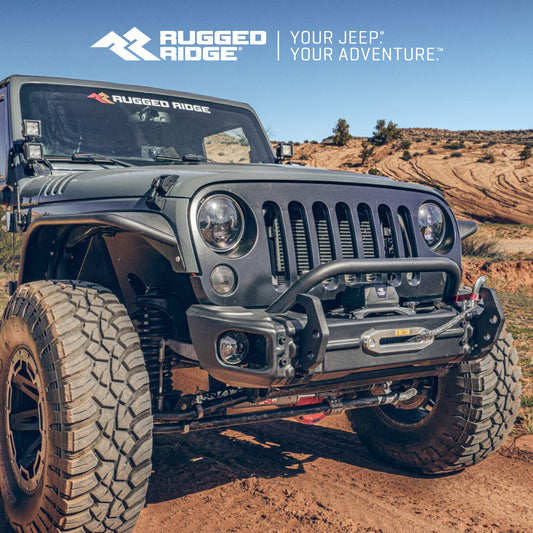 RUGGED RIDGE 11549.05 Rugged Ridge Arcus Bumper, Front for Jeep Wrangler/Gladiator | Stubby w/Tubular Overrider, Steel, Black | 11549.05 | Fits 2018-2025 Jeep Wrangler JL; 2020-2025 Jeep Gladiator JT
