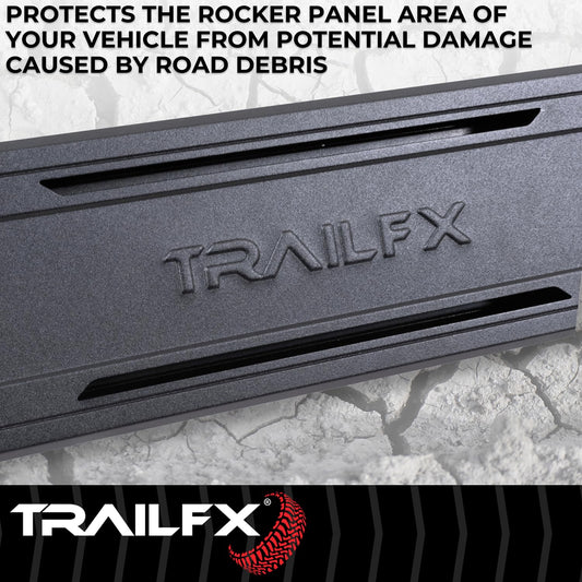 TRAILFX AL6018B TrailFX Running Boards Fits 2024-2025 Toyota Tacoma Double Cab Powder Coated Titanium Black Aluminum 6.5 Inch Wide Step Area Rocker Panel Mount 300 lb Capacity Set of 2 TrailFX AL6018B A6 Series