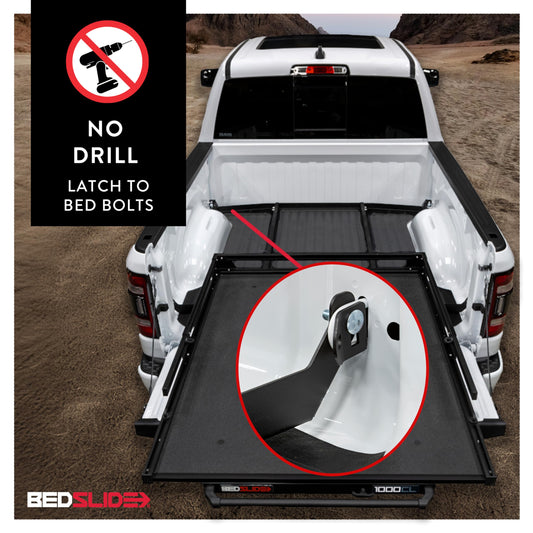 BEDSLIDE BSA-GM68 Bedslide No-Drill Truck Bed Brackets, for Truck Bed Organizer, Fits Chevy Silverado and GMC Sierra, Years 2019-2024, 5'9" Bed, Black