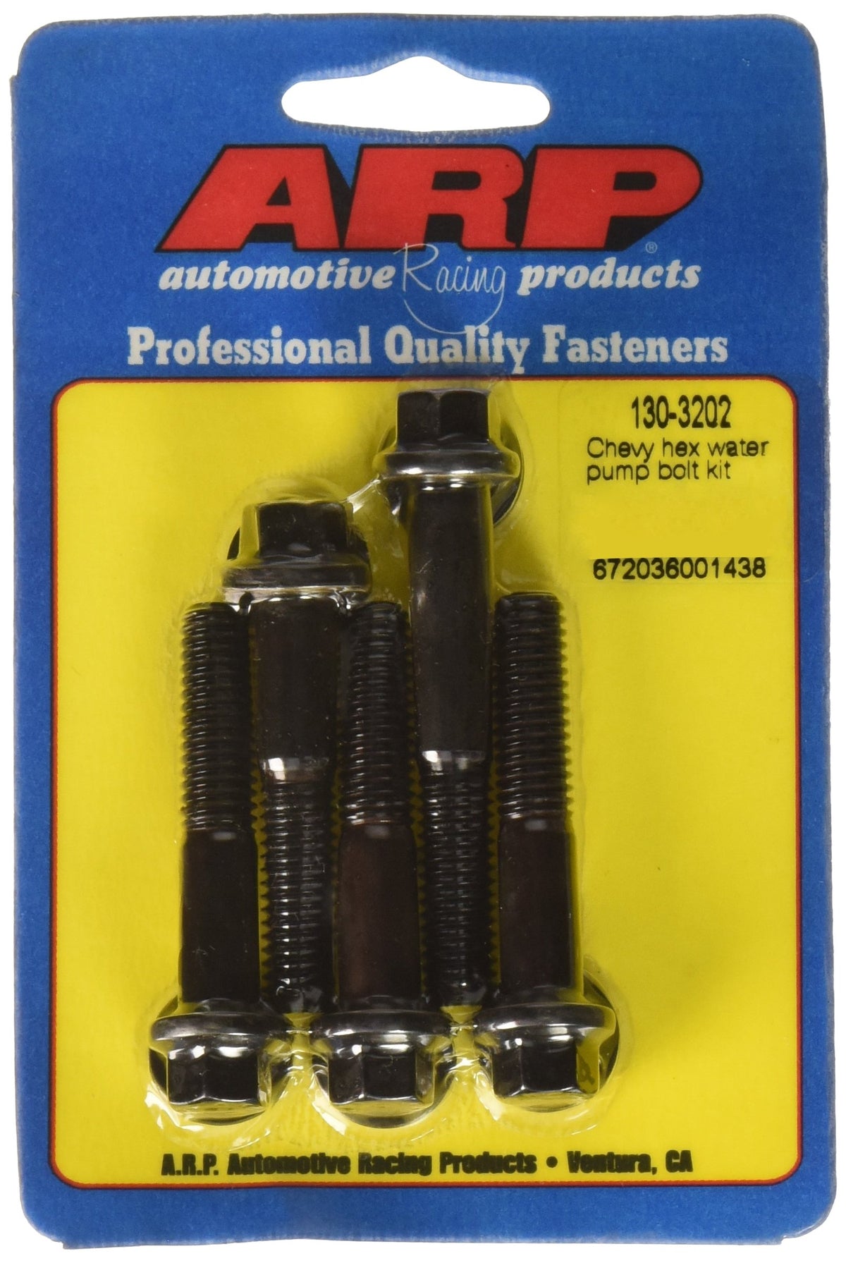 ARP 130-3202 ARP 1303202 Water Pump Bolt Kit, Hex Style, Chrome Moly Steel With Black Oxide Finish, For Select Chevrolet V8 Applications