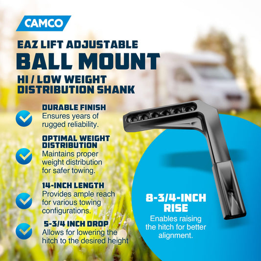 CAMCO 48131 Eaz-Lift Camco 14 x 5.75 x 8.75 in. RV Weight Distribution Steel Shan w/Powder Coated Finish for Automobile Chassis Body & Suspension Lift Kits, Black