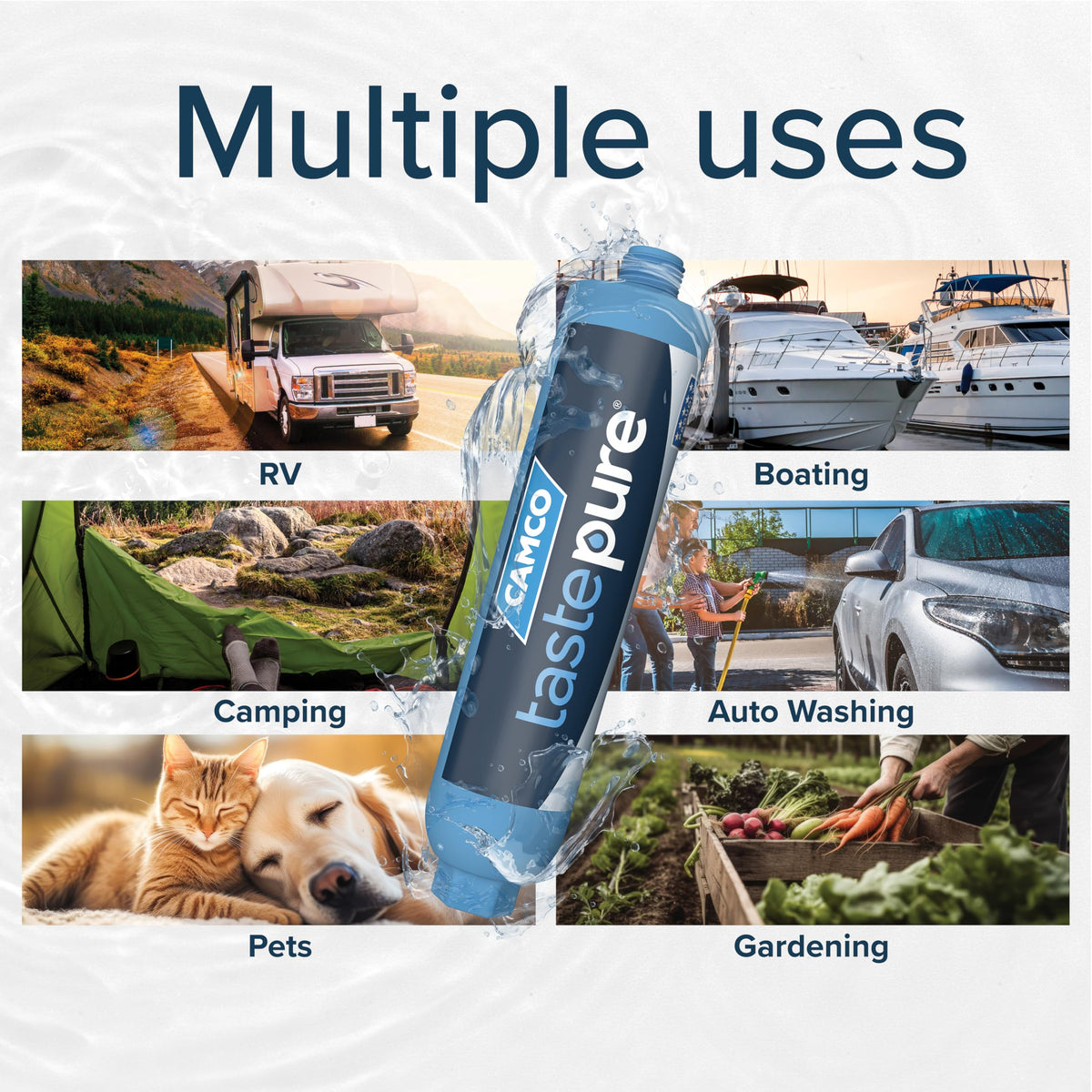 CAMCO 40045 Camco Tastepure RV Water Filter 2-pk - GAC & KDF Filtration-Made in the USA