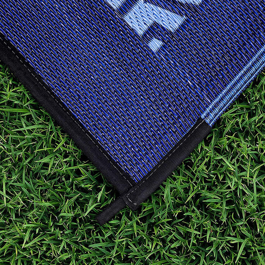 CAMCO 42876 Camco Large Reversible Outdoor Patio Mat - Easy to Clean, Perfect for Picnics, Cookouts, Camping, and The Beach (6' x 9', Lattice Blue Design) (42876)