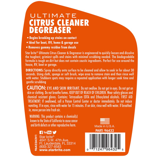 STAR BRITE 096432 STAR BRITE Ultimate Citrus Cleaner & Degreaser - Powerful Biodegradable Formula - Boat and Home Cleaning Solution - 32 OZ (096432)