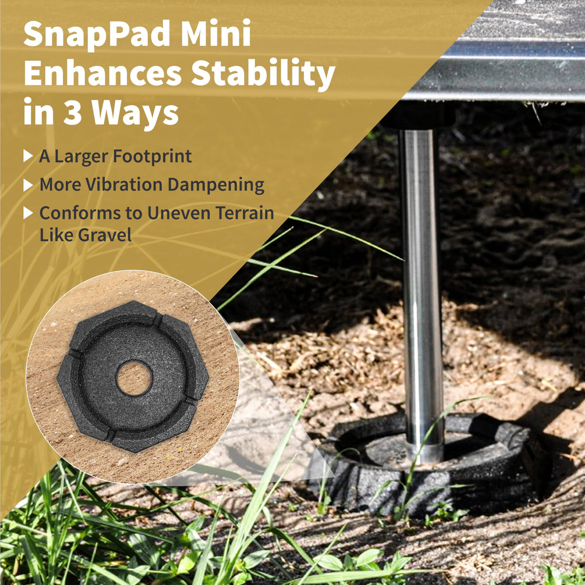 SNAPPAD MN5SP1 SnapPad Mini 5.5 Single RV Pads – Precise Fit for Travel Trailers - Compatible with Major RV Brands & Leveling Systems - for 5.5” Round Jack Feet – Accurate RV Accessories for LCI Tongue Jacks