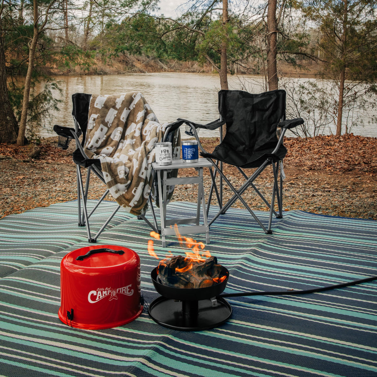 CAMCO 51890 Camco Aluminum Fold-Away Outdoor Side Table for Campsites, Small, 51890
