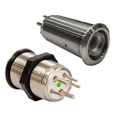 Bluewater 9059-2113 Bluewater 22mm Inrush Push Button Switch Momentary - Blue/Red LED - Switch Body Only