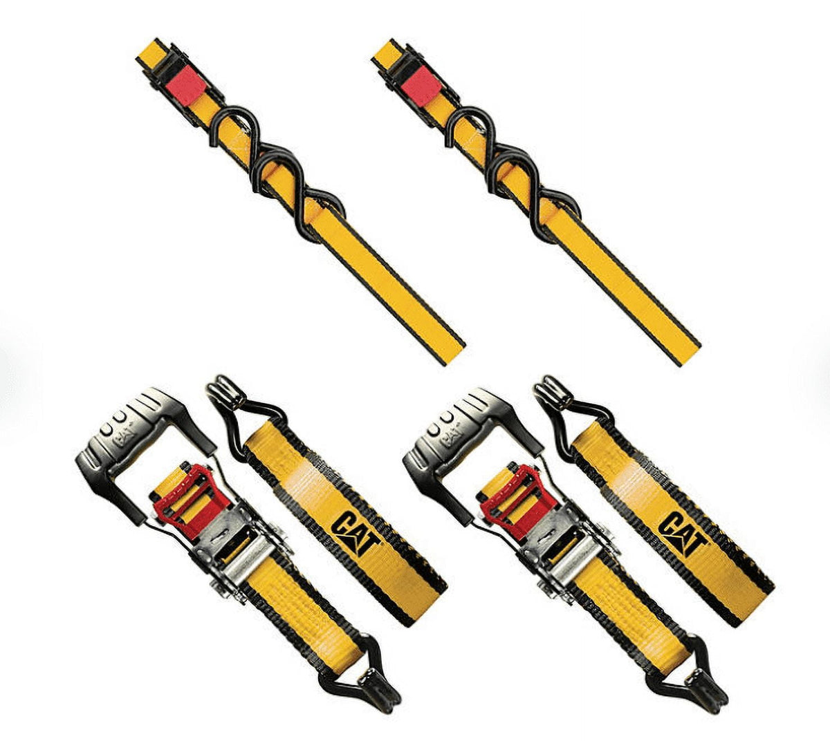 Cat Cat 4-Piece Ratchet Tie-Down & Cam Buckle Strap Set, 16 ft x 1.5 in