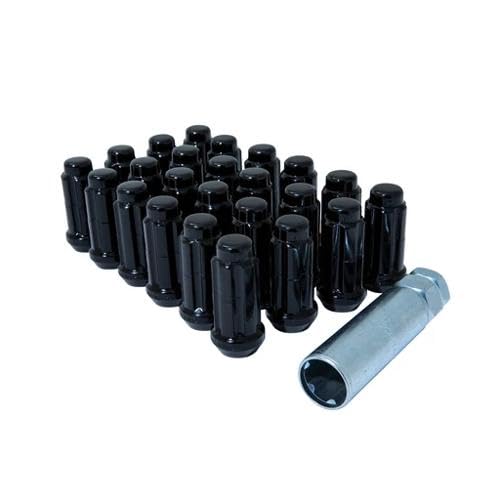 GORILLA K6TS-14150BGR Small Diameter Spline Duplex Lug Nuts - 13/16" & 7/8" Dual Hex Key - 14mm x 1.50 Thread Size - Black Finish - Set of 24 (K6TS-14150BGR)