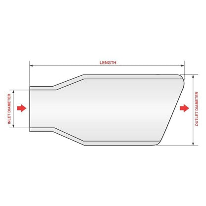 BORLA 20154 Borla 20154 Single Round Rolled Angle-Cut Tip w/ Clamp Borla Embossed, Stainless Steel