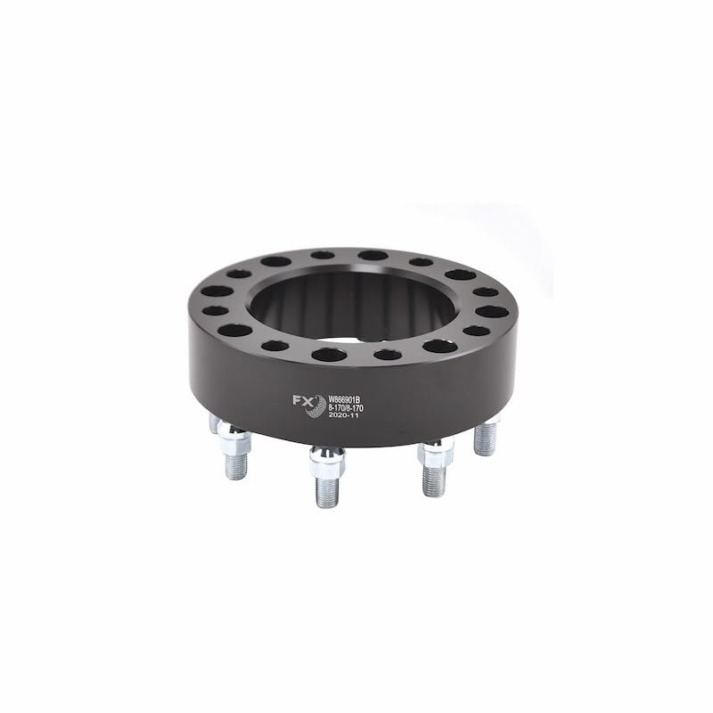 TRAILFX W866901N TrailFX Wheel Spacer W866901N, 8 x 6.69 Inch Bolt Pattern, 2 Inch Thickness, 125 Millimeter Hub Size, Black, Aluminum, Set Of 2, 16 Open End Conical Seat Lug Nuts, Fits 2005-2007 Ford F-250 Super Duty