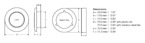 HELLA 980507241 Hella 980507241 '0507 Series' Slim Line Red 12V DC Round Soft LED Courtesy Light with White Plastic Rim