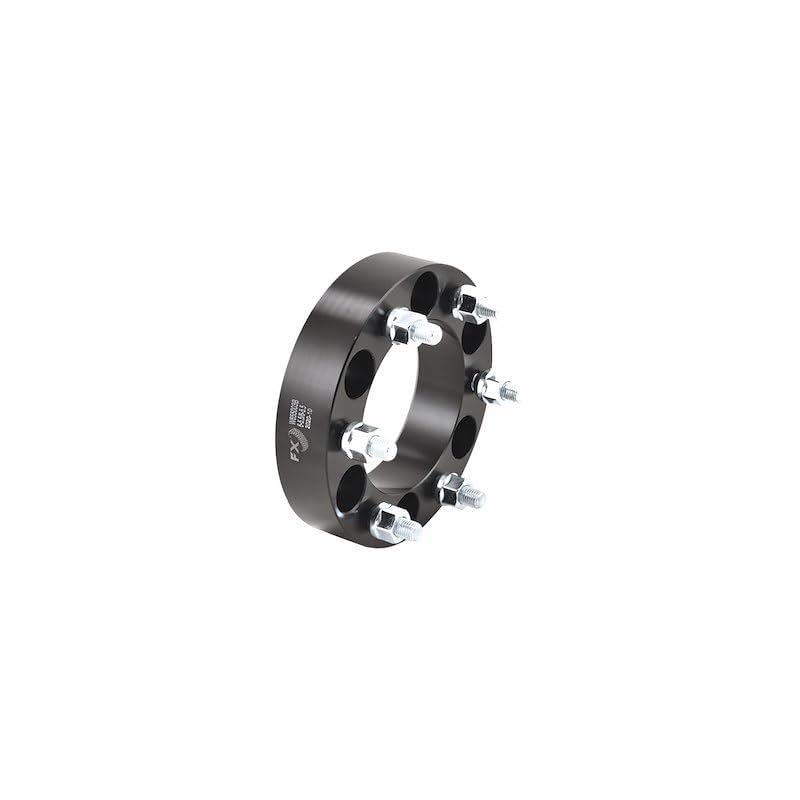 TRAILFX W655002N TrailFX Wheel Spacer W655002N, 6 x 5.50 Inch Bolt Pattern, 1.25 Inch Thickness, 78.10 Millimeter Hub Size, Black, Aluminum, Set of 2, 12 Open End Conical Seat Lug Nuts