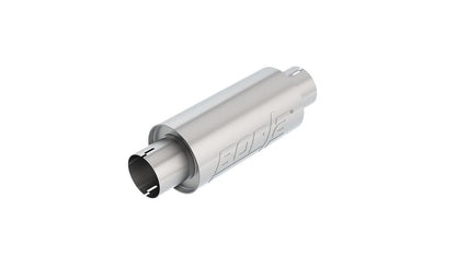 BORLA 401343 BORLA 401343 Resonator/Specialty Resonator - 3" Center Inlet/ 3" Center Outlet 5" Round x 10" Long Body 15" Overall Length. Universal Part. Reversible Design. Notched Necks.