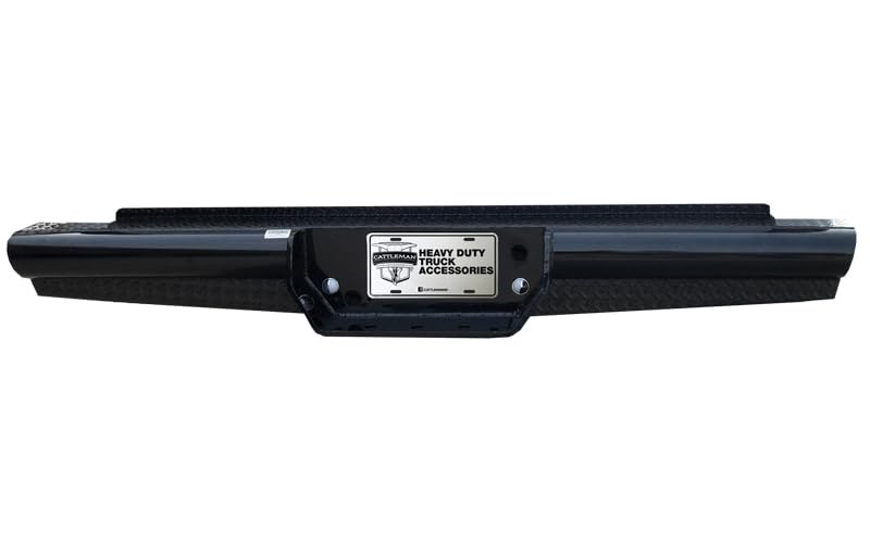 CATTLEMAN 4111S Cattleman HD 4111S Rear Pipe Bumper Fits Chevrolet/GMC 2500 HD/ 3500 HD 2011-2014 Gloss Black Powder-Coated Steel 1-Piece Bolt-On 4 Inch Schedule 40 Pipe Diamond Plate