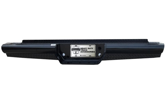 CATTLEMAN 4116S Cattleman HD 4116S Rear Pipe Bumper Fits Chevrolet/GMC 2500 HD/ 3500 HD 2015-2019 Gloss Black Powder-Coated Steel 1-Piece Bolt-On 4 Inch Schedule 40 Pipe Diamond Plate