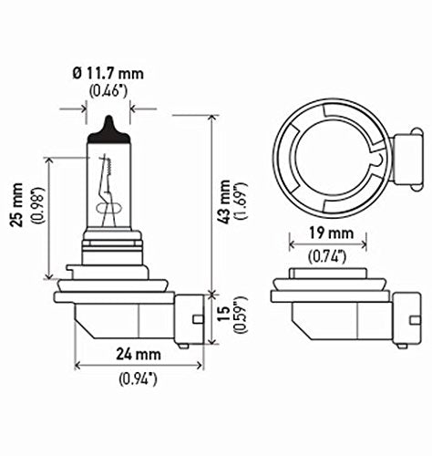 Hella H1124VDP H11 24V DP Double Power Bulb, 70W