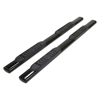 TRAILFX A7089B TrailFX Side Step Bars Fits 2023–2025 Chevy Silverado 1500 5 Inch Oval Straight Nerf Bars with Step Pads Black Semi-Gloss Powder-Coated Steel Rocker Panel Mount Set of 2 TrailFX A7089B