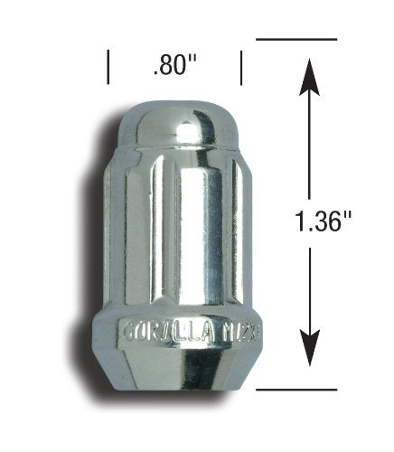GORILLA K5CS-12150GR Gorilla Automotive 21133HT Small Diameter Acorn Chrome 5 Lug Kit (12mm x 1.50 Thread Size) Pack Of 20