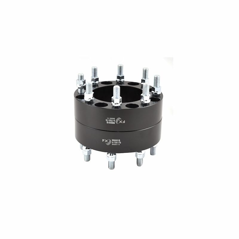 TRAILFX W866901N TrailFX Wheel Spacer W866901N, 8 x 6.69 Inch Bolt Pattern, 2 Inch Thickness, 125 Millimeter Hub Size, Black, Aluminum, Set Of 2, 16 Open End Conical Seat Lug Nuts, Fits 2005-2007 Ford F-250 Super Duty