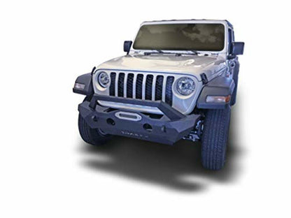TRAILFX JL08T TrailFX Stubby Front Bumper Fits 2018–2025 Jeep Wrangler JL Grille Guard Winch Mount and LED Light Bar Mount Black Powder Coated SteelOEM Fog Light Cutouts Skid Plate With Mounting Hardware