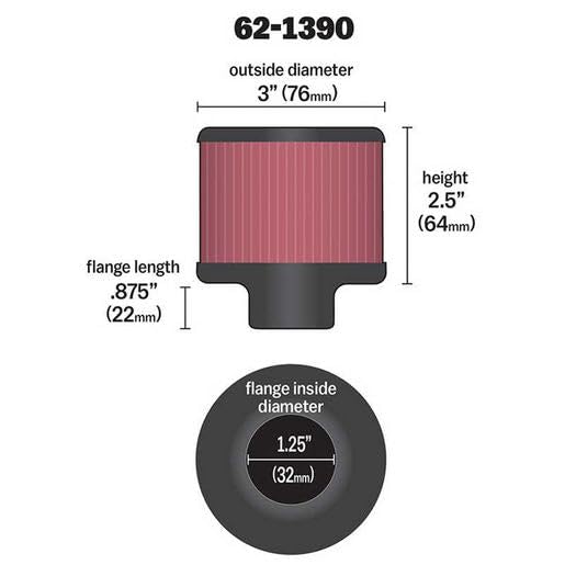 K&N 62-1390 Vent Air Filter/Breather: High Performance