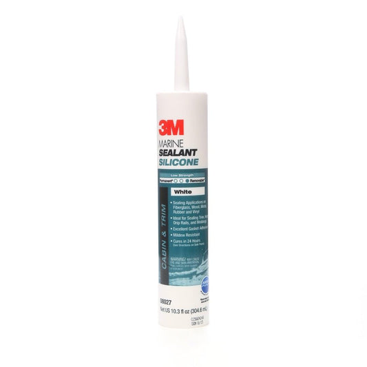 3M 08027 3M Marine Grade Silicone Sealant, White, 10.3 fl oz, Cartridge