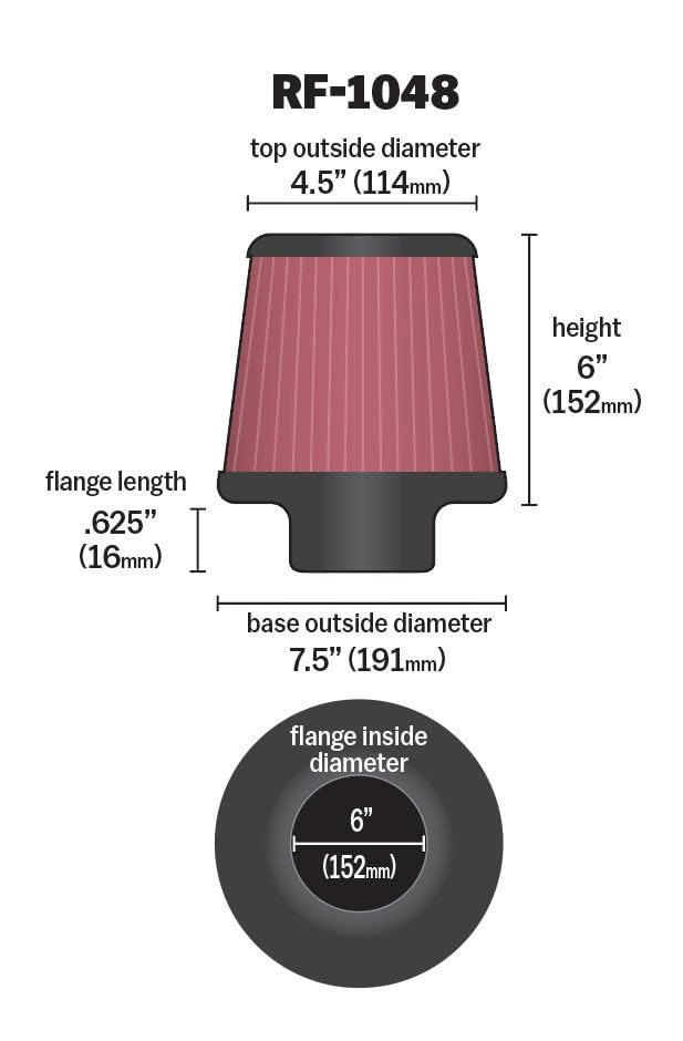 K&N RF-1048 High-Flow Original Lifetime Universal Clamp-On