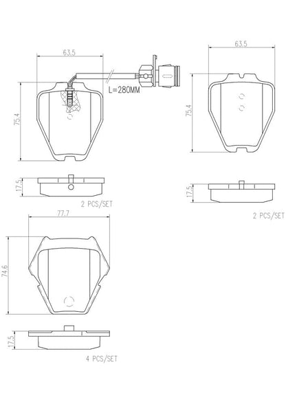 BREMBO P85054N Brembo P85054N Premium Ceramic Front Disc Brake Pad Set AUDI OE# 4D0698151P