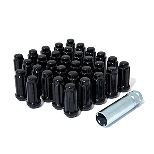 GORILLA K8TS-14150BGR Small Diameter Spline Duplex Lug Nuts - 13/16" & 7/8" Dual Hex Key - 14mm x 1.50 Thread Size - Black Finish - Set of 32 (K8TS-14150BGR)
