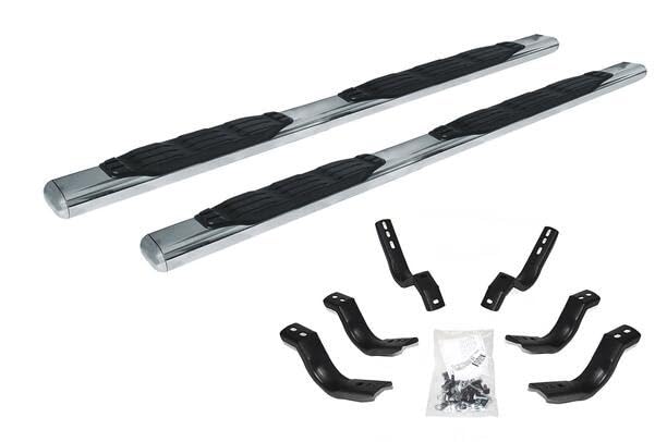 GO RHINO 105404787PS Go Rhino 5" Oval 1000 Series Sidesteps & Brackets | Stainless Steel, Polished | 105404787PS | Fits 2019-2025 Chevrolet Silverado & GMC Sierra Crew Cab (See Description)