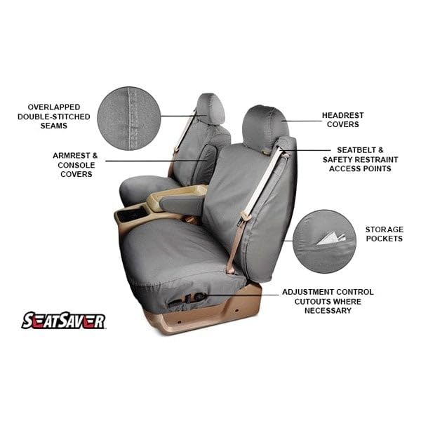 Covercraft SS8489WFGY Waterproof Polyester Seat Saver Custom Seat Covers, Grey