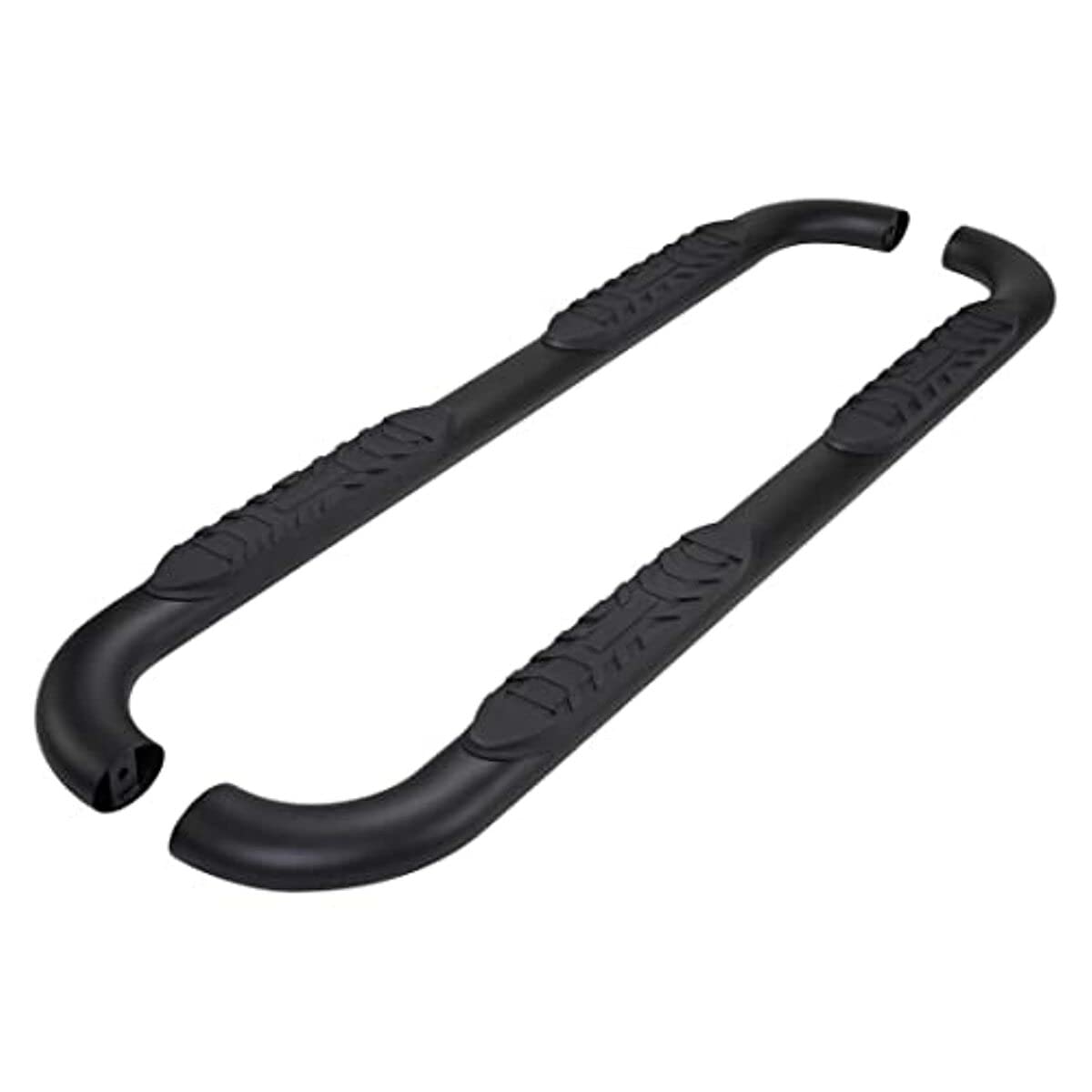 TRAILFX A1005B TrailFX Truck Side Bars 4 Inch Oval Bent Nerf Bar Side Steps with Step Pads Titanium Black Powder-Coated Steel Welded End Caps Rocker Panel Mount Slip-Resistant Set of 2 TrailFX A1005B