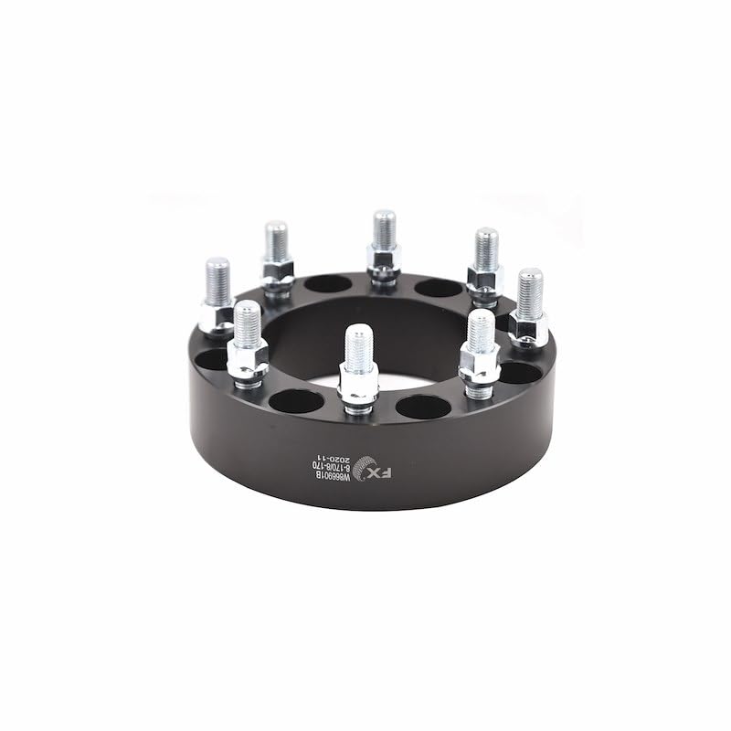 TRAILFX W866901N TrailFX Wheel Spacer W866901N, 8 x 6.69 Inch Bolt Pattern, 2 Inch Thickness, 125 Millimeter Hub Size, Black, Aluminum, Set Of 2, 16 Open End Conical Seat Lug Nuts, Fits 2005-2007 Ford F-250 Super Duty
