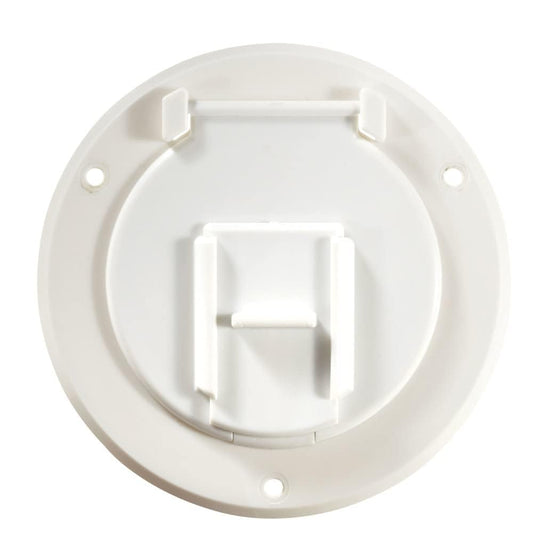 RV DESIGNER B120 RV Designer B120, Round Electrical Cable Hatch, Basic, Replaceable Lid, 4.3 inch Diameter, Polar White