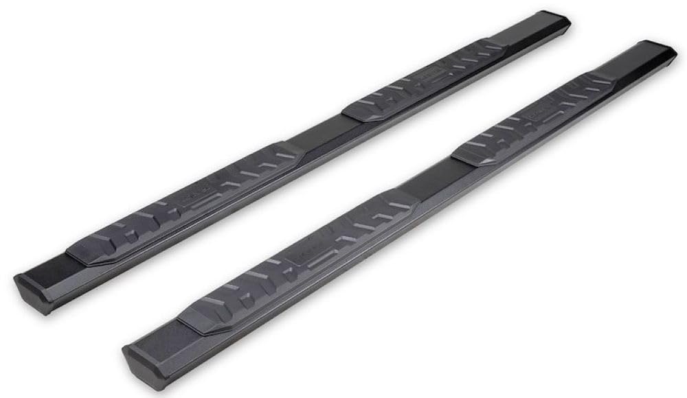 TRAILFX AL4015B TrailFX AL4015B Nerf Bars Fits 2004-2015 Nissan Titan Crew Cab | Titanium Black Powder Coated Aluminum Side Steps with Step Pads | Rocker Panel Mount, Set of 4-1/2 Inch Hexagonal Running Boards