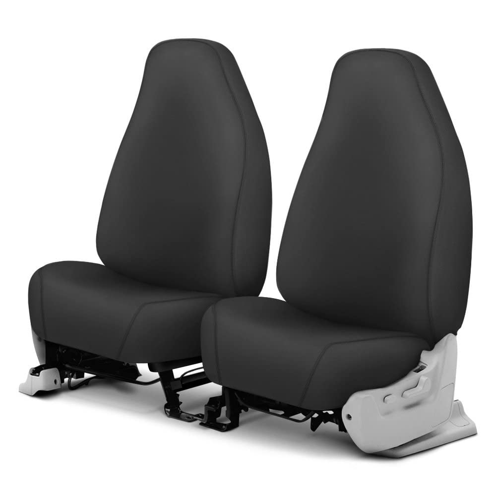 COVERCRAFT SS2388PCCH Covercraft Custom-Fit Front Bucket SeatSaver Seat Covers - Polycotton Fabric, Charcoal Black