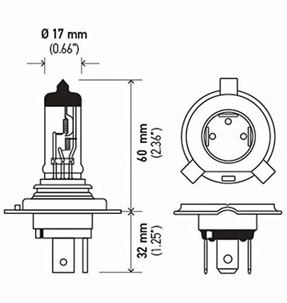 Hella H424VDP H4 24V DP Double Power Bulb, 75/70W