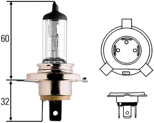 HELLA H4100/80W Hella H4100/80W BULB H4 12V 100/80W P43T T4.625
