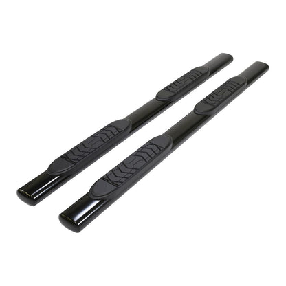 TRAILFX A7101T TrailFX A7101T Nerf Bars for Toyota Tundra Crew Max 2022-2025 Black Powder Coated Steel 5 Inch Oval Straight Side Steps with Step Pads and Bed Step Without End Caps Rocker Panel Mount