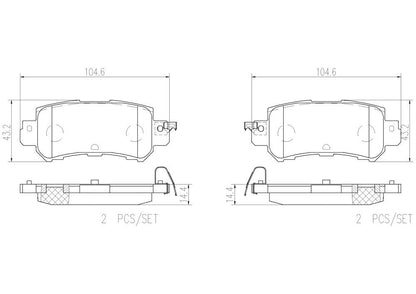 BREMBO P49047N Brembo P49047N Premium Ceramic Rear Disc Brake Pad Set MAZDA OE# K0Y12648ZC