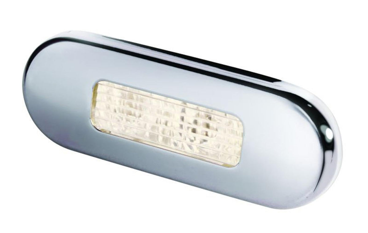 HELLA 959680411 Hella 959680411 '9680 Series' Multivolt Warm White 10-33V DC LED Step Light with Polished Stainless Steel Rim