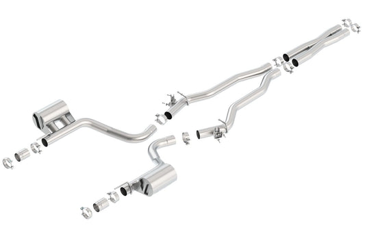 BORLA 140648 BORLA 140648 Cat-Back Sys. for '15-'23 Dodge Challenger SRT Hellcat 6.2L V8 AT/MT RWD With MDS (cyl. deact.) Valves. BORLA Has Valve Simulators. BORLA Does NOT Include Tips Use Factory Bezel/Valance.