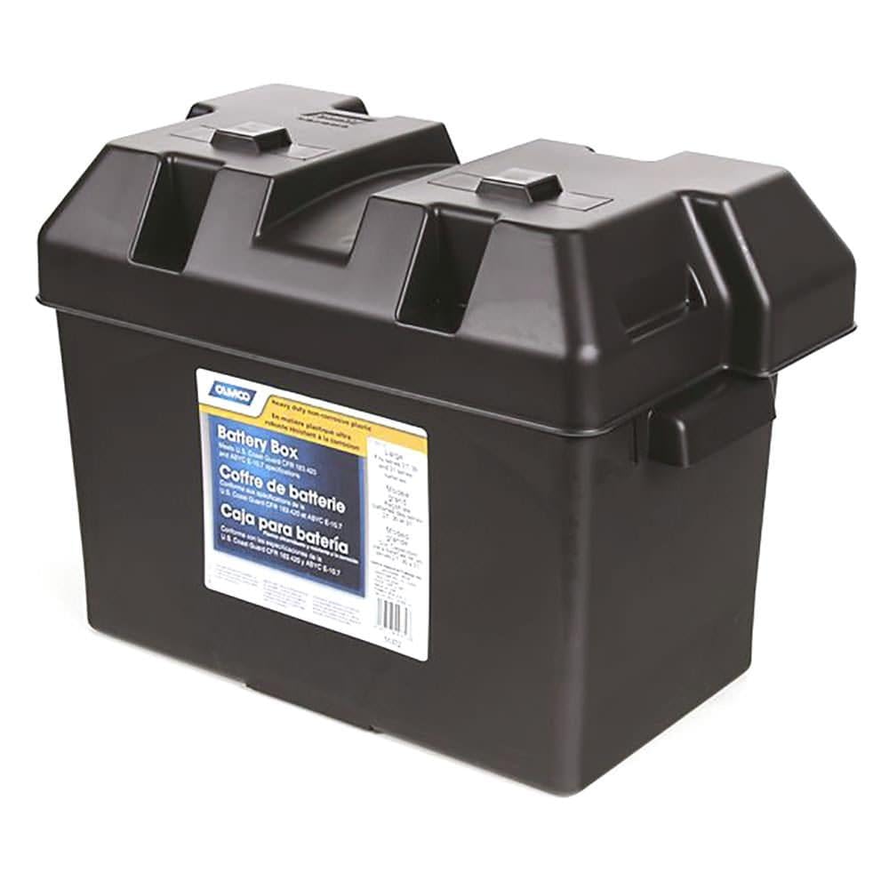 CAMCO 55372 Camco Large Battery Box with Straps and Hardware - Group 27, 30, 31 |Safely Stores RV, Automotive, and Marine Batteries | Measures Inside 7-1/4" x 13-1/4" x 8-5/8" | (55372)