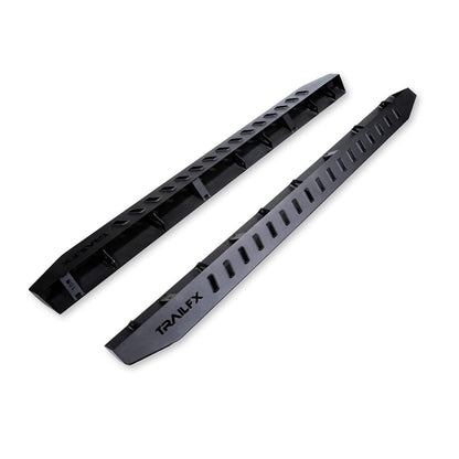 TRAILFX ORB008 TrailFX Overland Running Boards Fits 2005-2023 Toyota Tacoma Double Cab Powder Coated Matte Black Steel Tube Style Bolt-On Rocker Panel Mount Dual Step Areas Set of 2 TrailFX ORB008 Nerf Bars