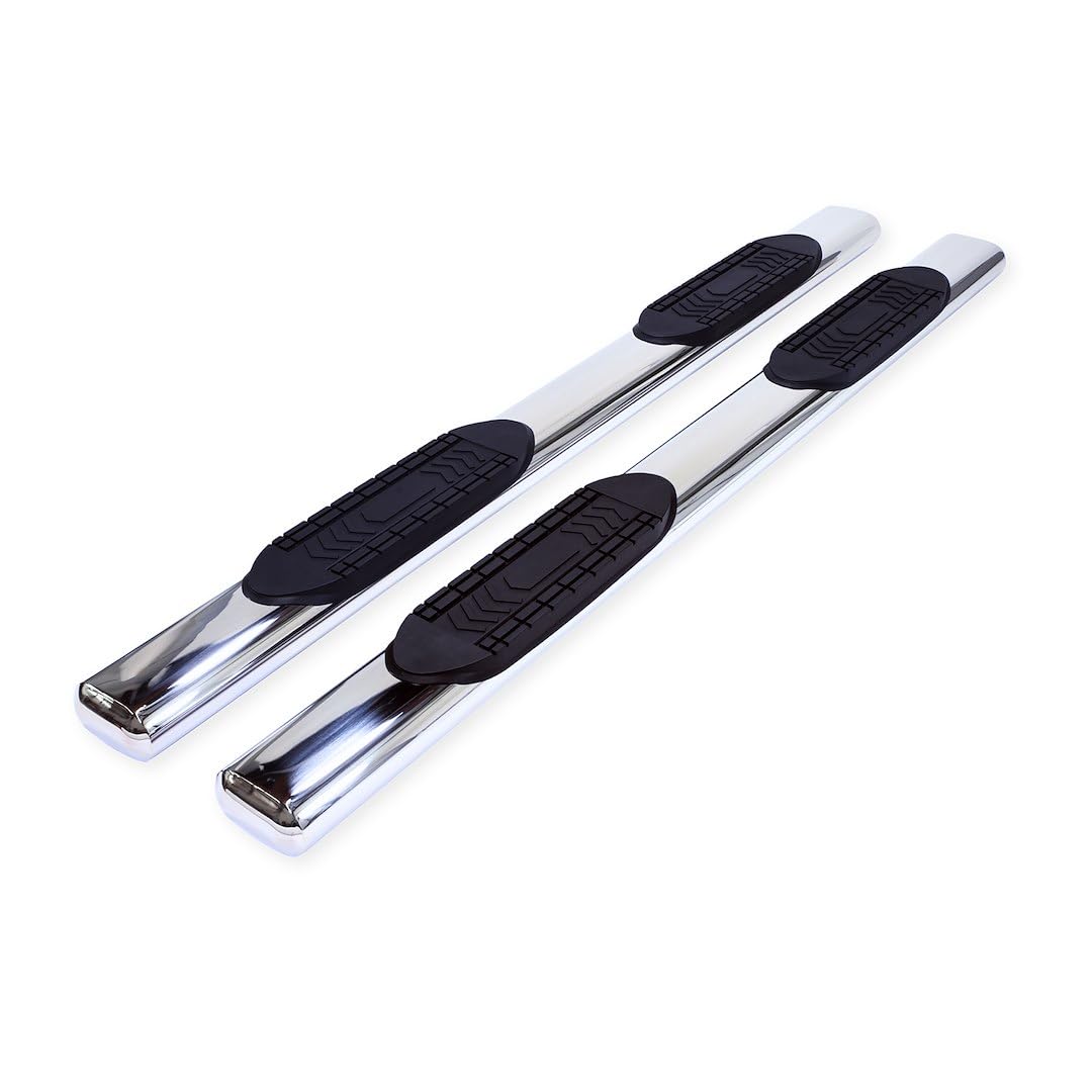 TRAILFX A8256S TrailFX Nerf Bars Fits Chevrolet Silverado 1500 Double Cab 2020-2021 Stainless Steel 6 Inch Oval Straight Polished with Step Pads, Rocker Panel Mount Running Boards TrailFX A8256S